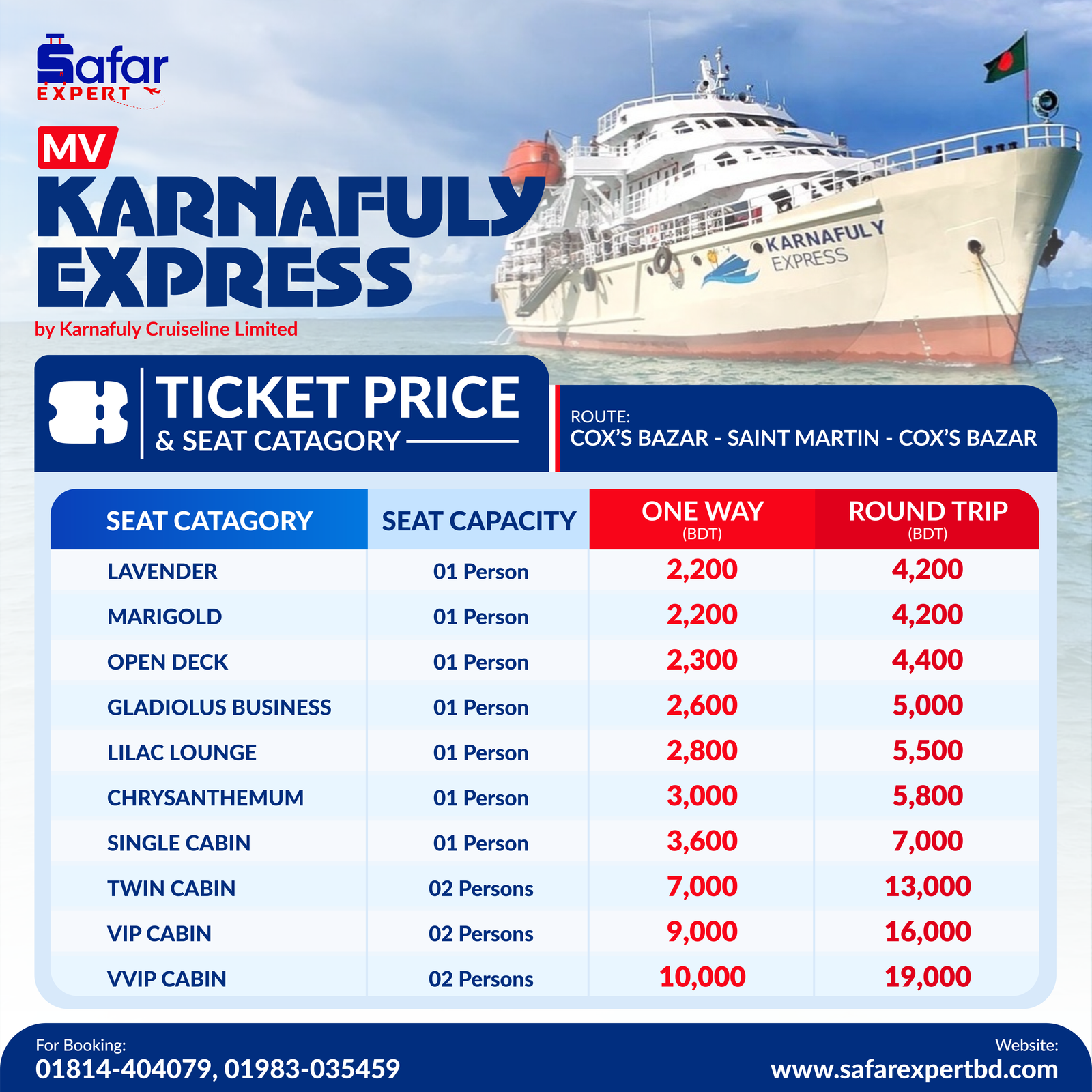 MV Karnaphuly Express Ship Ticket | Cox’s Bazar to Saint Martin